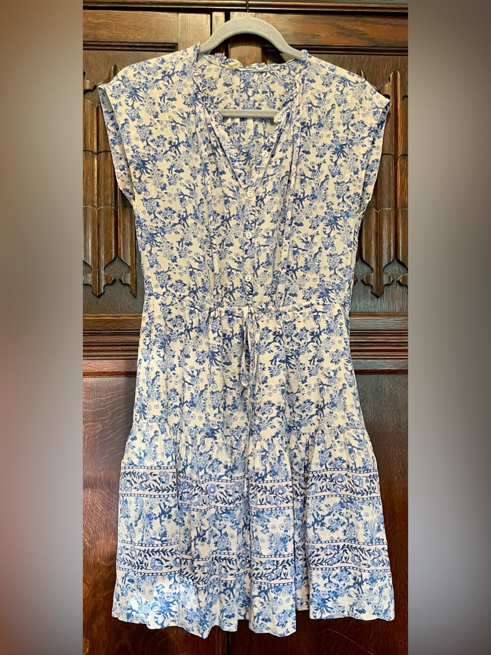 Rebecca Taylor Vintage Blue & White Silk Floral Dress Size Unknown